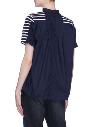 Back View - Click To Enlarge - SACAI - Pleated back stripe T-shirt