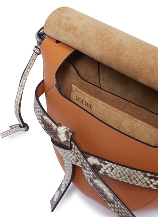 Detail View - Click To Enlarge - LOEWE - 'Gate' snake embossed knot small leather saddle bag