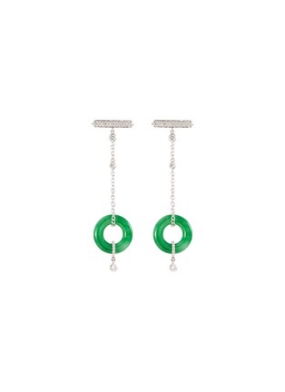 Main View - Click To Enlarge - SAMUEL KUNG - Diamond jade 18k white gold chain drop earrings