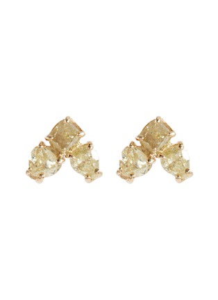 Main View - Click To Enlarge - XIAO WANG - 'Stardust' diamond 14k yellow gold stud earrings