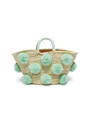 Main View - Click To Enlarge - 10906 - Pompom woven straw basket bag