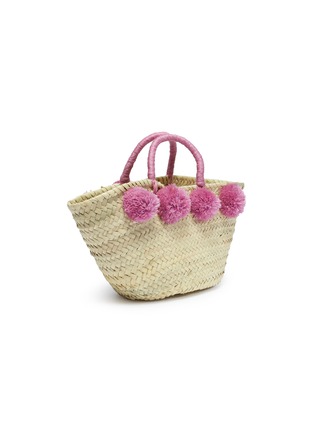 Detail View - Click To Enlarge - 10906 - 'Four Is More' pompom woven straw basket bag