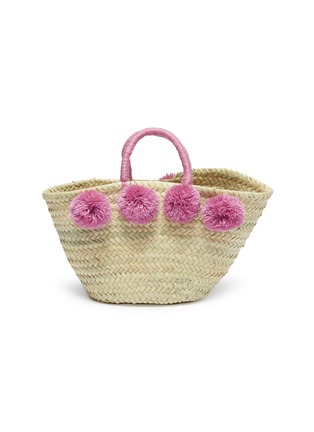Main View - Click To Enlarge - 10906 - 'Four Is More' pompom woven straw basket bag