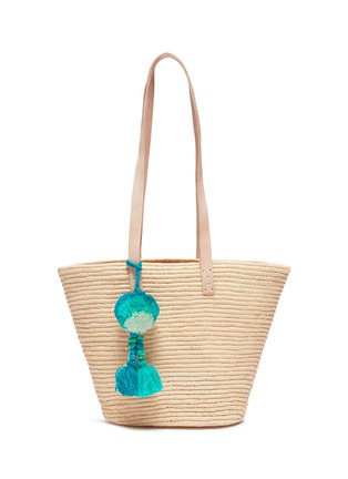 Main View - Click To Enlarge - 10906 - 'St-Tropez' pompom tassel woven raffia basket bag