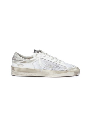 Main View - Click To Enlarge - GOLDEN GOOSE - 'Stardan' distressed mesh panel leather sneakers