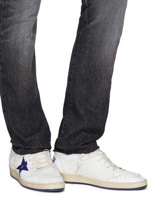 Figure View - Click To Enlarge - GOLDEN GOOSE - 'Ball Star' crackled panel leather sneakers
