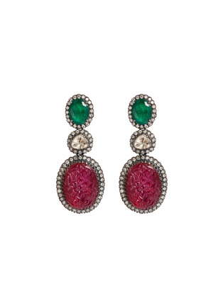 Main View - Click To Enlarge - AISHWARYA - Diamond emerald ruby drop earrings