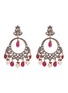 Main View - Click To Enlarge - AISHWARYA - Diamond ruby pearl gold alloy fringe hoop earrings