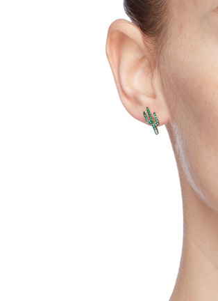 Figure View - Click To Enlarge - SYDNEY EVAN - CACTUS' EMERALD 14K YELLOW GOLD SINGLE STUD EARRING