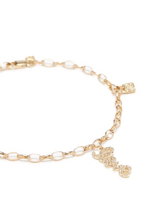 Detail View - Click To Enlarge - SYDNEY EVAN - 'Love' diamond 14k yellow gold charm bracelet