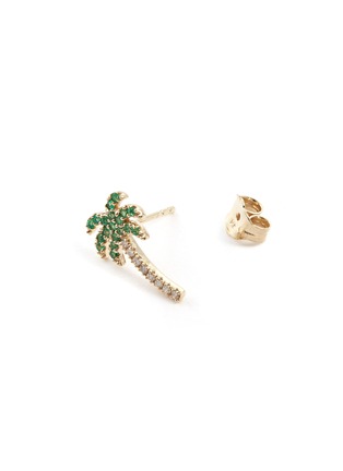 Detail View - Click To Enlarge - SYDNEY EVAN - PALM TREE' DIAMOND 14K YELLOW GOLD SINGLE STUD EARRING