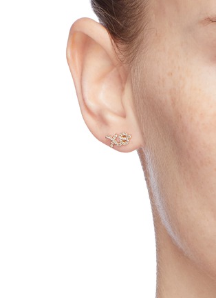Figure View - Click To Enlarge - SYDNEY EVAN - XO' DIAMOND 14K YELLOW GOLD SINGLE STUD EARRING
