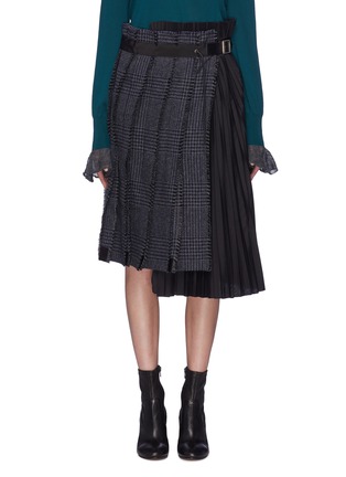 Main View - Click To Enlarge - SACAI - Pleated panel houndstooth check plaid skirt