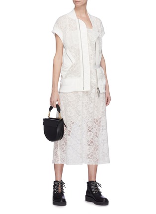 Figure View - Click To Enlarge - SACAI - Panel guipure lace dress