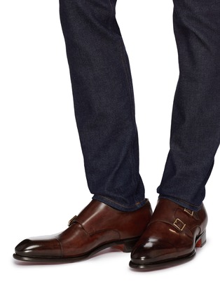 Figure View - Click To Enlarge - SANTONI - 'Carter' double monk strap leather loafers