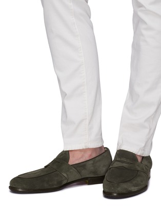 Figure View - Click To Enlarge - SANTONI - Suede penny loafers