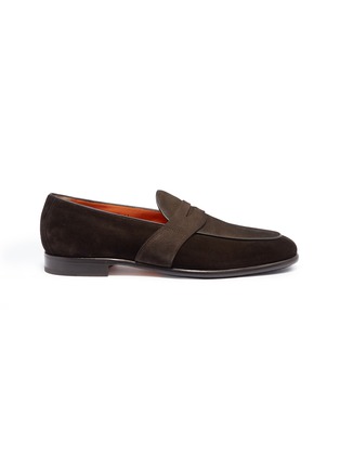 Main View - Click To Enlarge - SANTONI - Suede penny loafers