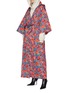 Front View - Click To Enlarge - VETEMENTS - Belted floral print hooded oversized unisex kimono coat