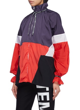 Front View - Click To Enlarge - VETEMENTS - Logo tape balloon sleeve colourblock track jacket