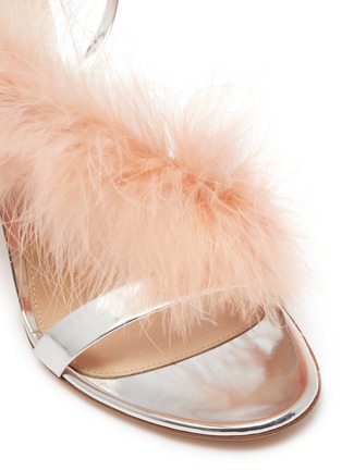 Detail View - Click To Enlarge - GIANVITO ROSSI - 'Elas' marabou feather strap mirror leather sandals