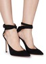 Figure View - Click To Enlarge - GIANVITO ROSSI - Cross ankle strap suede pumps