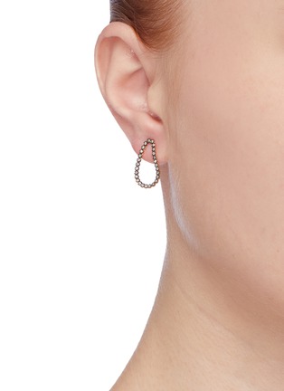 Figure View - Click To Enlarge - HYÈRES LOR - 'White Moon' diamond 14k gold wavy hoop earrings