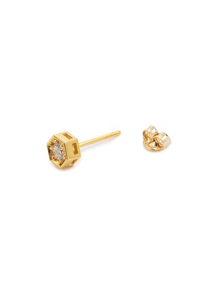 Detail View - Click To Enlarge - HYÈRES LOR - 'Colombe d'Or' diamond 14k gold hexagon stud earrings