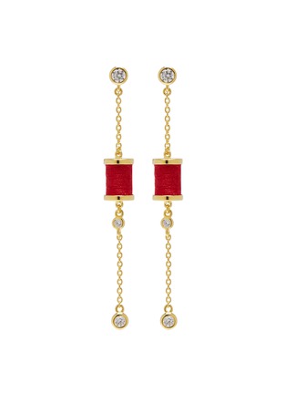 Main View - Click To Enlarge - HEFANG - 'Aurora' cubic zirconia thread spindle chain earrings