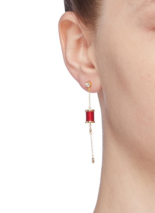 Figure View - Click To Enlarge - HEFANG - 'Aurora' cubic zirconia thread spindle chain earrings
