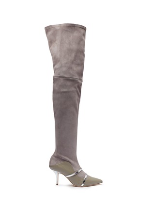 Main View - Click To Enlarge - MALONE SOULIERS - 'Madison' strappy leather and suede thigh high boots