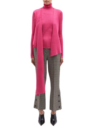 Main View - Click To Enlarge - PHVLO - Two-in-one sash drape turtleneck cardigan