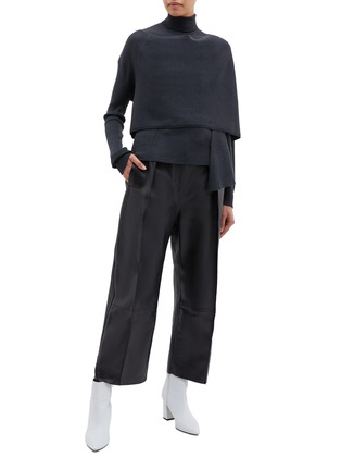 Figure View - Click To Enlarge - PHVLO - Two-in-one sash drape turtleneck cardigan