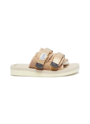 Main View - Click To Enlarge - SUICOKE - 'MOTO-VM2' strappy band suede slide sandals