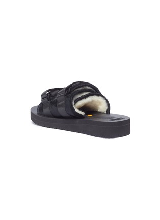 Detail View - Click To Enlarge - SUICOKE - 'MOTO-VHL' strappy band calf fur slide sandals