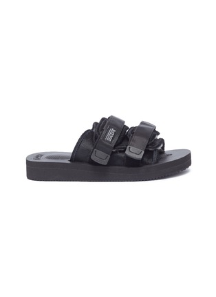 Main View - Click To Enlarge - SUICOKE - 'MOTO-VHL' strappy band calf fur slide sandals