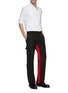 Figure View - Click To Enlarge - WALES BONNER - Contrast stripe inseam nylon cargo pants