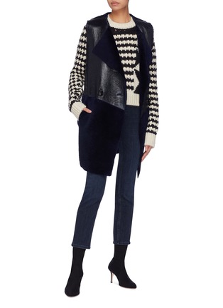 Figure View - Click To Enlarge - KARL DONOGHUE - Lambskin shearling panelled double breasted long gilet