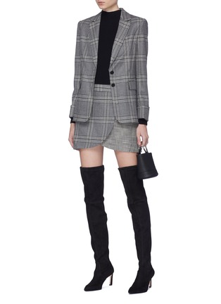 Figure View - Click To Enlarge - ALICE & OLIVIA - 'Lennon' zip front houndstooth tartan plaid wrap skirt