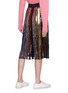 Back View - Click To Enlarge - ALICE & OLIVIA - 'Tianna' sequinned stripe Chantilly lace midi skirt