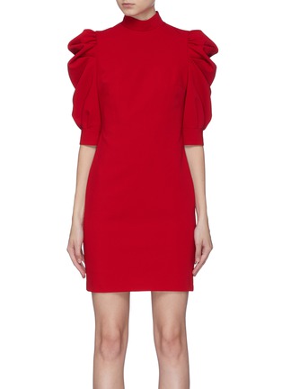 Main View - Click To Enlarge - ALICE & OLIVIA - 'Brenna' ruched puffed sleeve dress