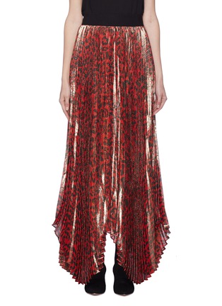 Main View - Click To Enlarge - ALICE & OLIVIA - 'Katz' scalloped leopard print pleated skirt
