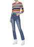 Figure View - Click To Enlarge - ALICE & OLIVIA - 'Rhodes' metallic rainbow stripe long sleeve cropped top