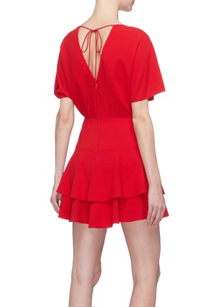 Back View - Click To Enlarge - ALICE & OLIVIA - 'Palmira' tie cutout back tiered ruffle dress