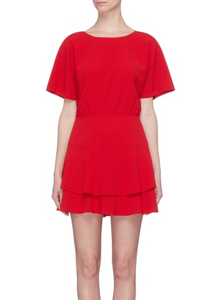 Main View - Click To Enlarge - ALICE & OLIVIA - 'Palmira' tie cutout back tiered ruffle dress