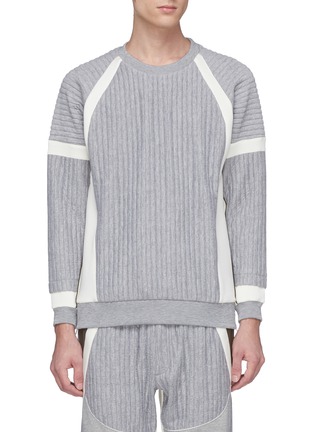 Main View - Click To Enlarge - 73333 - 'Linear' zip outseam colourblock stripe quilted sweatshirt