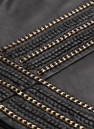 Detail View - Click To Enlarge - ALICE & OLIVIA - 'Jaya' braided chain trim leather skirt