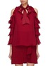 Main View - Click To Enlarge - ALICE & OLIVIA - 'Gia' ruffle sleeve silk cold shoulder pussybow blouse