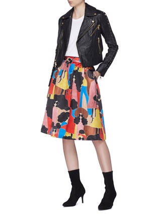 Figure View - Click To Enlarge - ALICE & OLIVIA - 'Birdie' Stacey print midi skirt