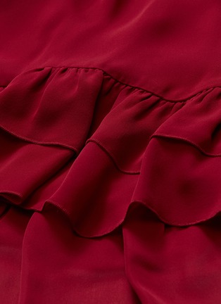Detail View - Click To Enlarge - ALICE & OLIVIA - 'Katrina' bell sleeve ruffle hem silk dress