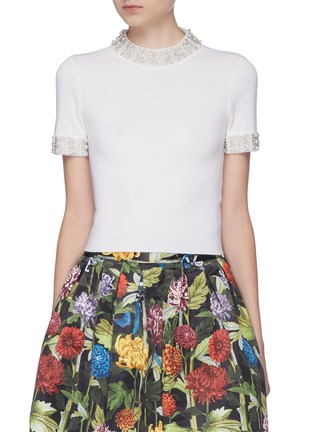 Main View - Click To Enlarge - ALICE & OLIVIA - 'Ciara' embellished collar cropped sweater